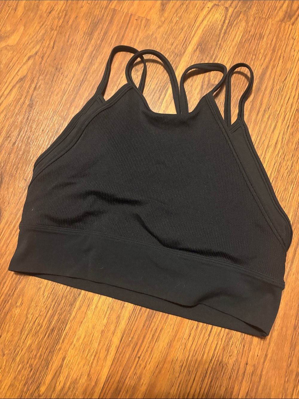 Nike Black Strappy Ribbed Sports Bra